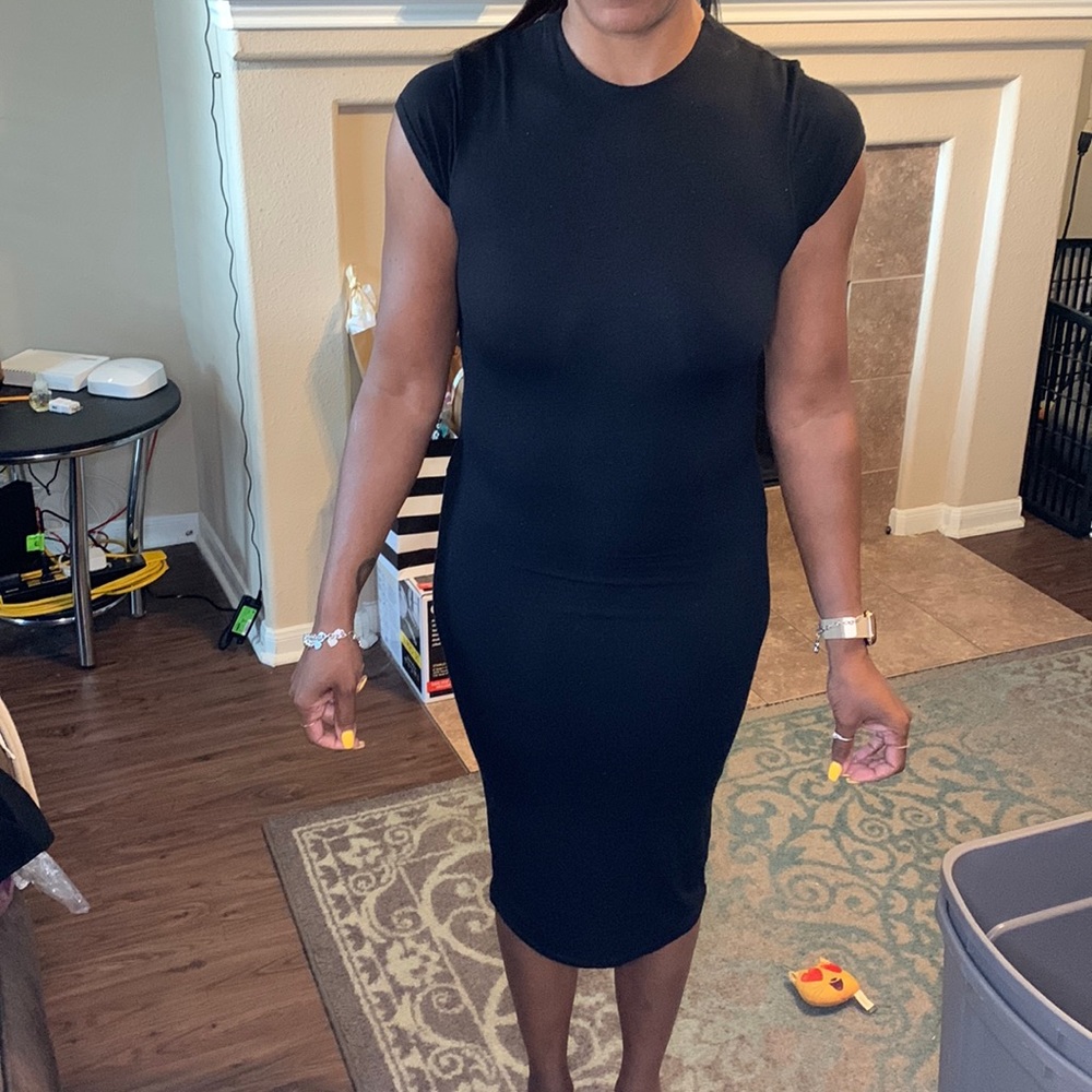Black MIDI dress.